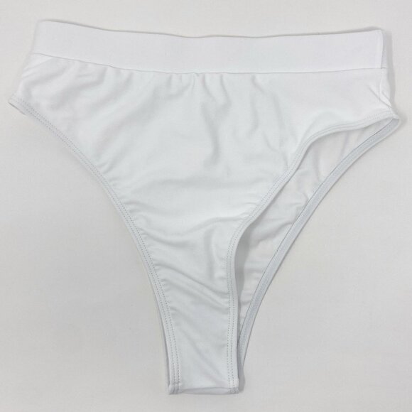 White 2-Piece Bikini High Waisted Scalloped Trim Balconette Push Up Top NWOT - Picture 8 of 13